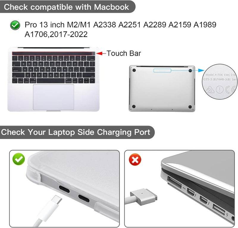 BlueSwan Compatible with MacBook Pro 13 inch Case 2022-2017 A2338 M2/M1 A2289 A2251 A2159 A1989 A1706 A1708  Anti-Cracking and Anti-Fingerprint Hard Shell Case  Soft TPU Bumper + PC - Image 2